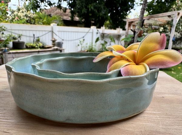 Medium Soft Aqua Wave Vase - Image 2