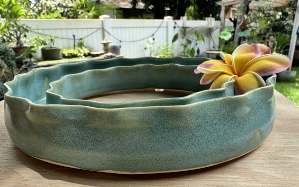 Large Blue Stone Wave Vase - Image 2
