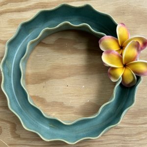 Large Blue Stone Wave Vase