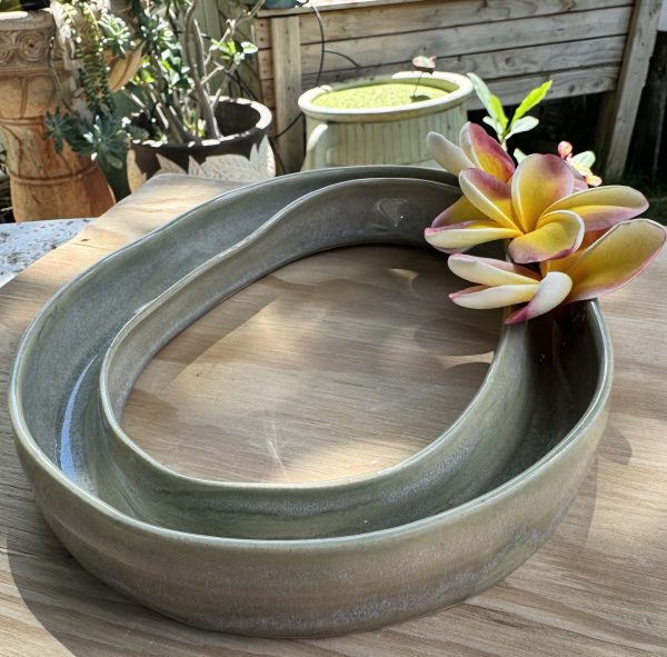 Large Floating Celadon lei shape vase - Image 2