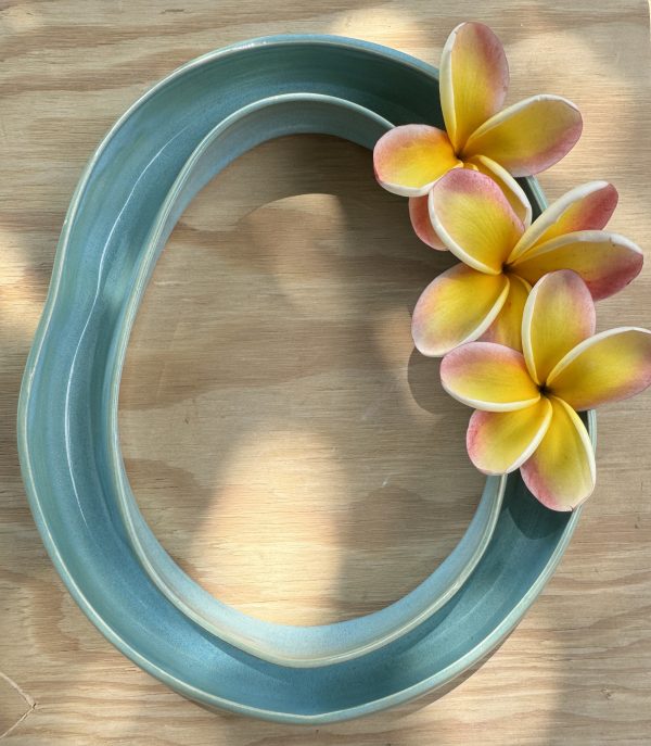 Large Soft Aqua Lei Vase