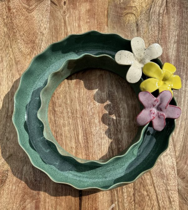 Large Mottled Jade Wave Vase