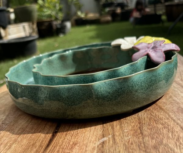 Large Mottled Jade Wave Vase - Image 2