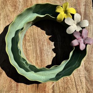 Large Green Wave Vase