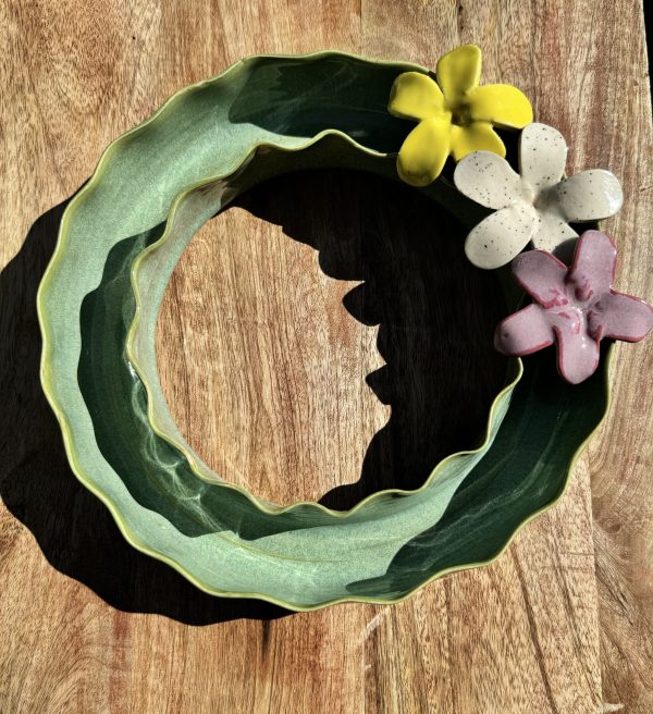 Large Green Wave Vase