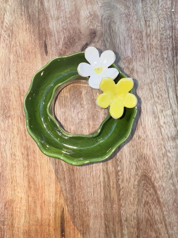 Small Speckled Green Wave Vase
