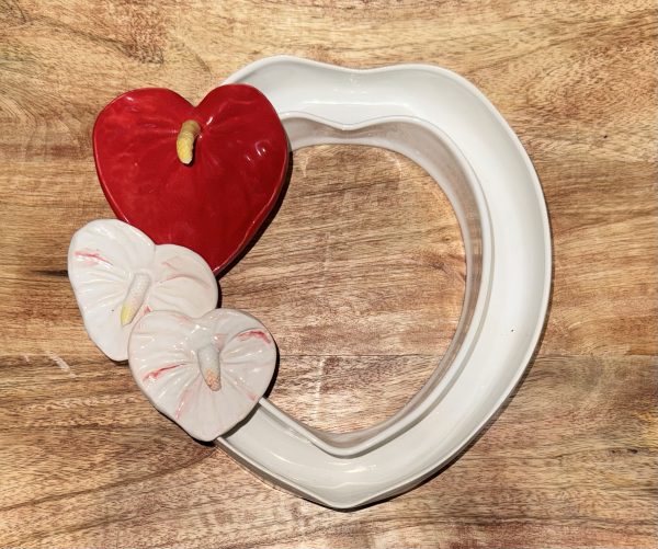 Large White Heart Vase