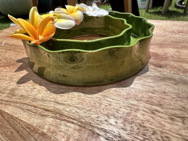 Medium Speckled Green Wave Vase - Image 2