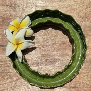 Large Speckled Green Wave Vase
