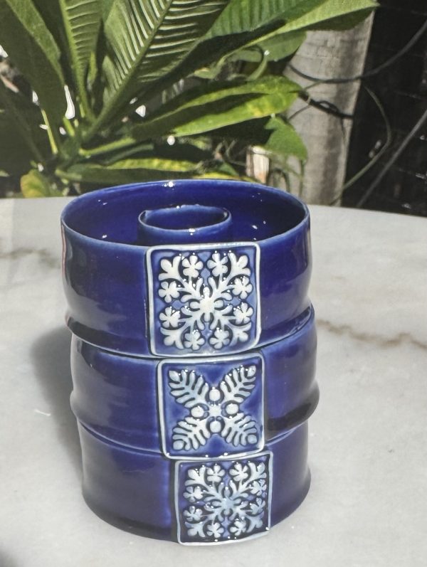 Mini Quilt Cobalt Blue Lei Vase