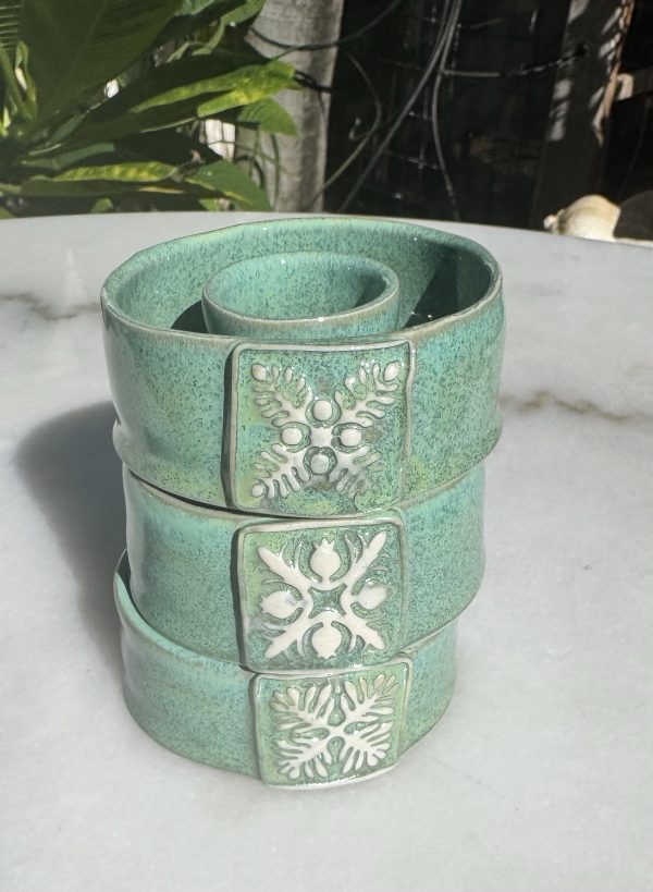 Mini Quilt Mottled Green Lei Vase