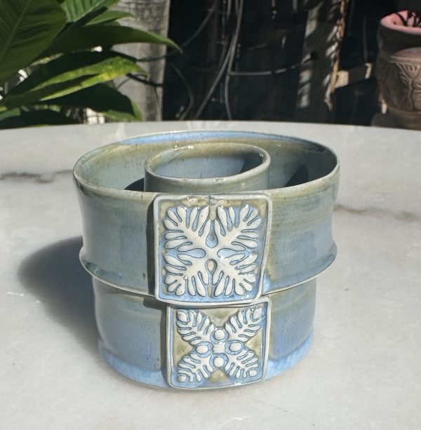 Mini Quilt Soft Blue Lei Vase