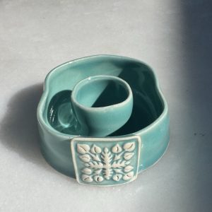 Mini Quilt Aqua Celadon Lei Vase (lei shape)