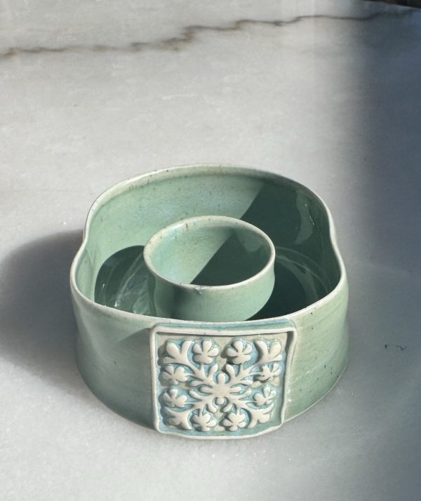 Mini Quilt Soft Aqua Lei Vase (lei shape)