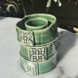 Mini Quilt Green Celadon Lei Vase (lei shape)