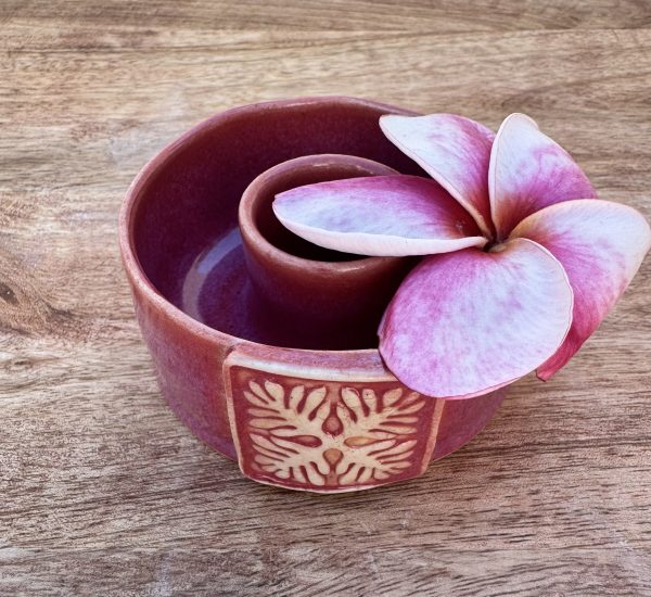 Mini Quilt Red Rose Round Vase