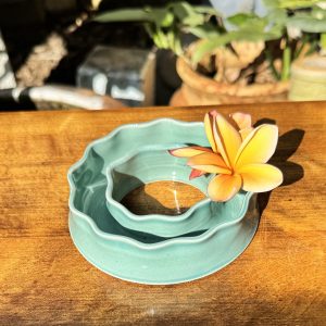Small Aqua Celadon Wave Vase